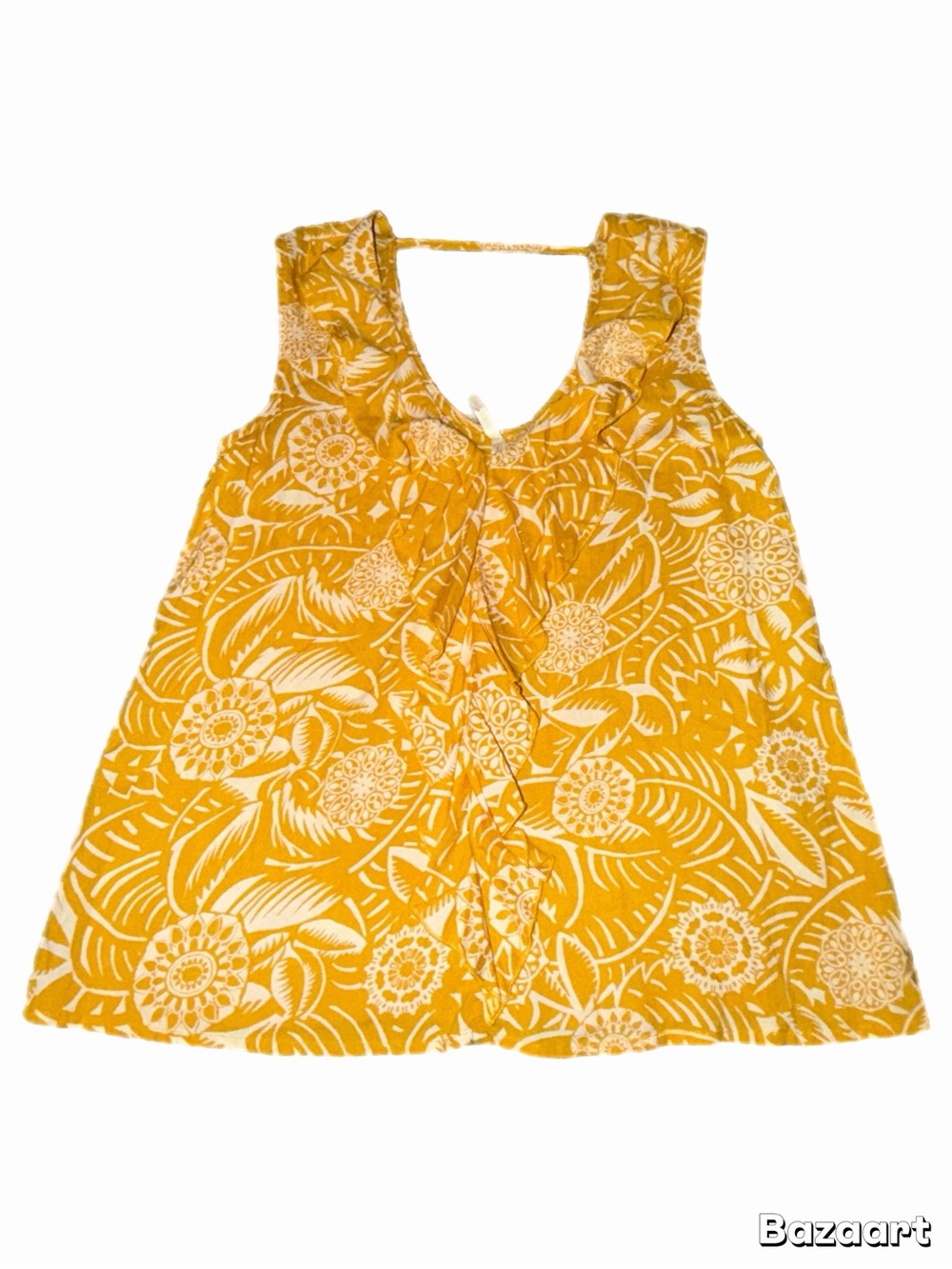 Versona Yellow Floral Tie-Front Tank